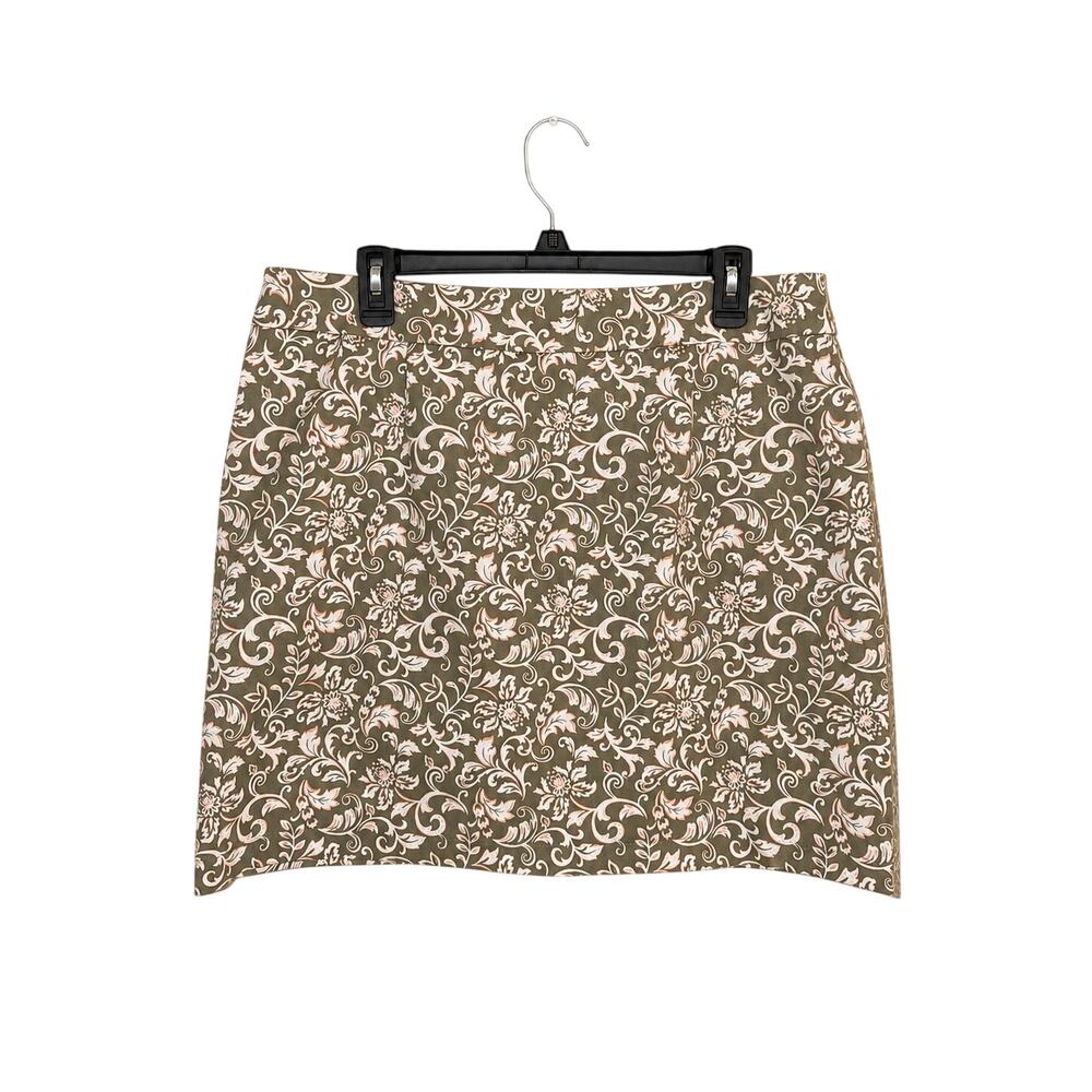Croft & Barrow Effortless Stretch Skort Women’s 14 Regular Olive Botanical Print